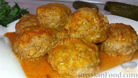 Рецепт: Домашние тефтели с рисом (в духовке) на RussianFood.com