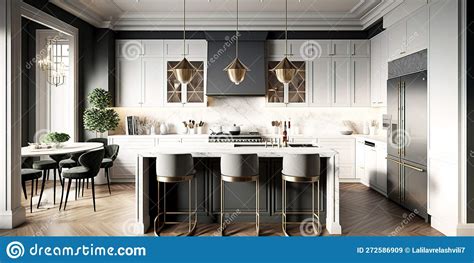 Beautiful Kitchen In Luxury Modern Contemporary Home Interior