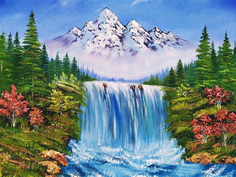 Mountains Waterfall Scenery By Artoholic Art331963535 Handpainted