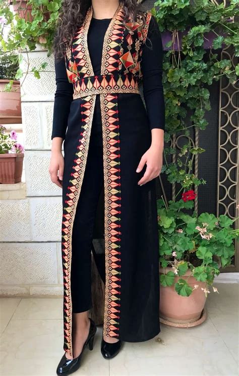 abaya thobe thob embroidered palestinian traditional arabic dress cardigan vest ebay afghani