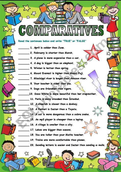 comparatives esl worksheet by memthefirst