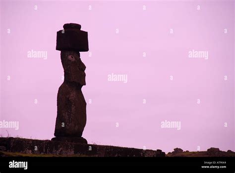 Chile Easter Island Ahu Tahai Silhouette Stock Photo Alamy