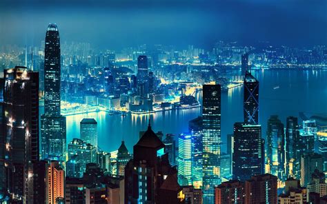 Hong Kong Nighscape Landscape Cityscape Hd Wallpapers Desktop And