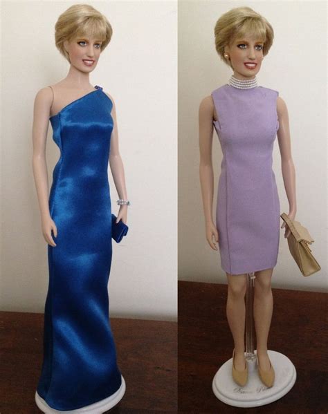 Franklin Mint Princess Diana Repainted Vinyl Doll W Aqua Gown Purple