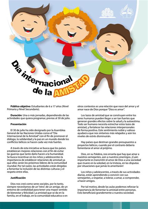 Proyecto Pedagógico Día Mundial De La Amistad By Editorial Aces Issuu