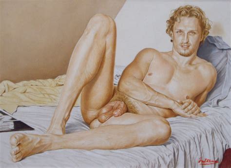 Gay Art Curly Haired Blonde Guy Lustful Lad