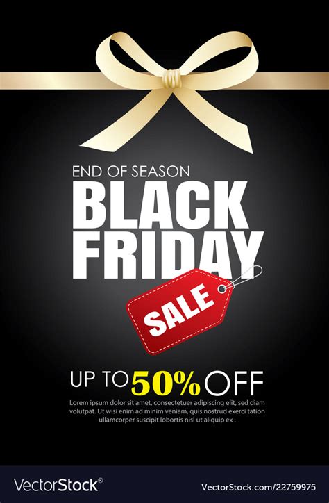 Black Friday Sale Flyer Template Dark Background Vector Image