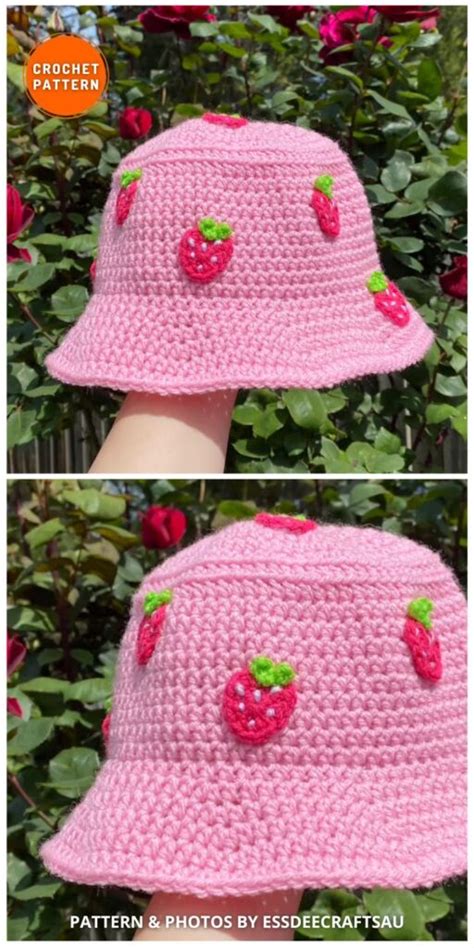 8 Cute Crochet Strawberry Bucket Hat Patterns Crafting Happiness