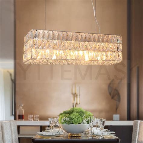 Grande Retangular Longo Lustre De Cristal Luzes Italiano K Cristal