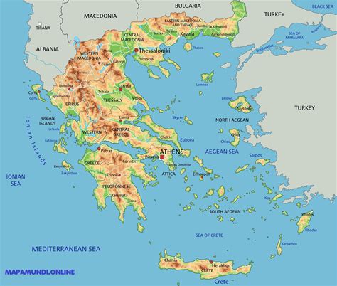 Mapa De Grecia Pol Tico F Sico Para Imprimir