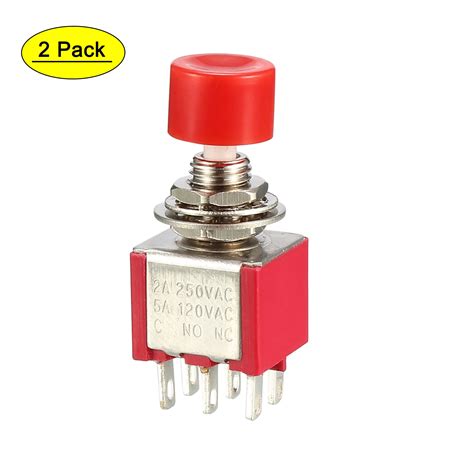Uxcell 6mm Mounting Hole Red Momentary Push Button Switch Dpdt 2no 2nc