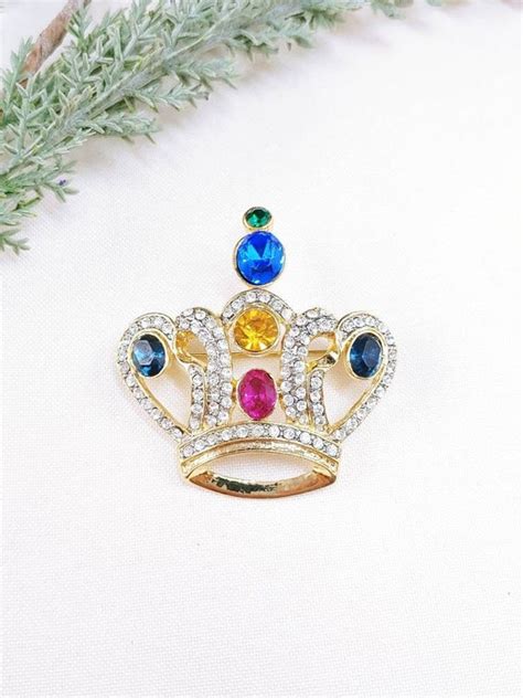 Vintage Jeweled Royal Crown Royalty Queen King Gold T Gem