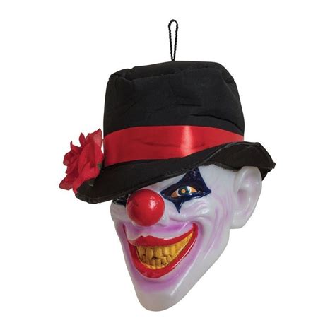 Life Sized Halloween Horror Light Up Clown Head Hanging Horror Prop