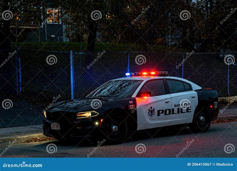 Police Car At Night With Lights Editorial Photography Image Of Danger