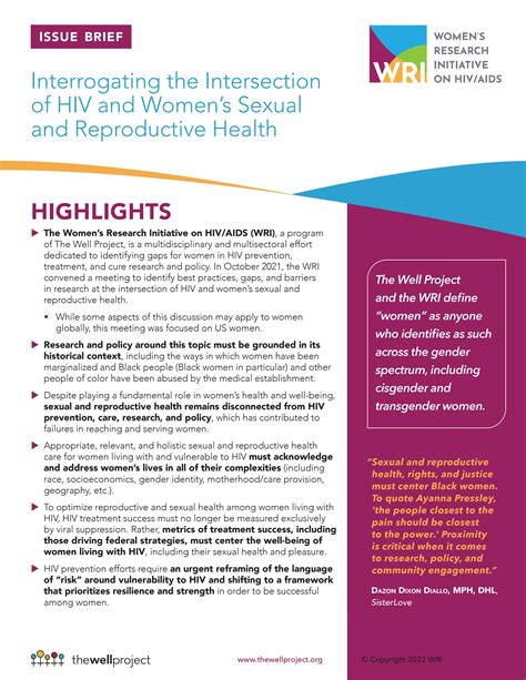 Interrogating The Intersection Of Hiv And Womens Sexual And Reproductive Health By The Well