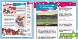 Rugby World Cup Reading Comprehension Pack Reading Comprehension My