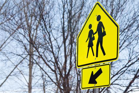Yellow School Crossing Sign With Arrow Bill Miller