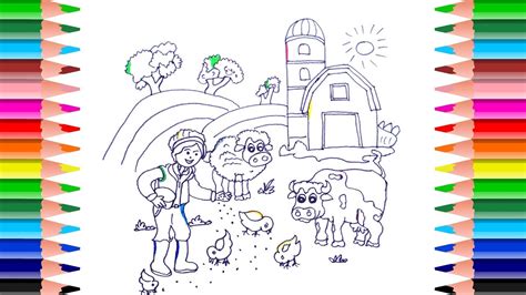 This section includes crafts for a houses, homes or where i live theme. How to Draw Farm with coloring book: House, Animal, Trees ...