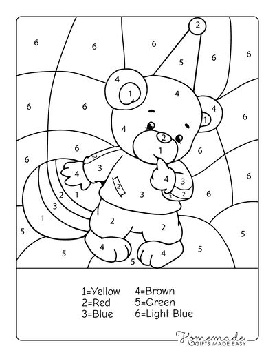 Easy Color By Number Worksheets Worksheets For Kindergarten