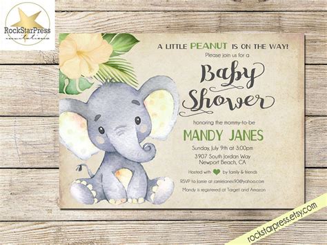 Elephant Baby Shower Invitation Gender Neutral Shower Etsy