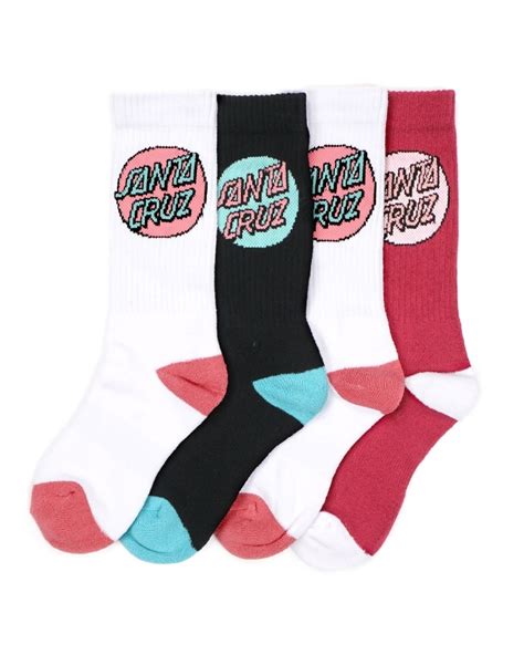 Santa Cruz Socks Pop Dot 4pk Blackwhitemulberry Womens Us 6 10