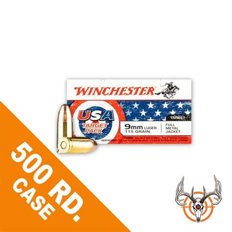 Winchester Usa 9mm Luger 115 Grain Full Metal Jacket 500 Rounds Case