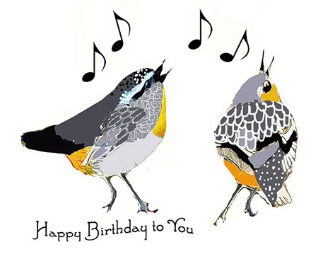 Little Birds Singing Birthday Greeting Cardcelebrationsongbirds