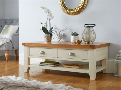 Maybe you would like to learn more about one of these? Country Oak Cream Painted Large 4 Drawer Coffee Table With ...