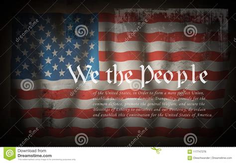We The People American Constitution Dramatic Usa Flag With White Text