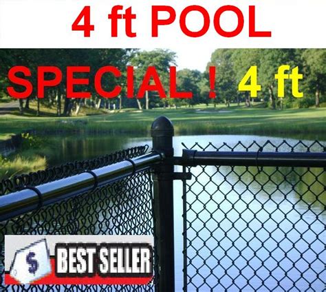 4 Ft High Black Chain Link Pool Safety Fence 1 14 11 Ga Mesh System