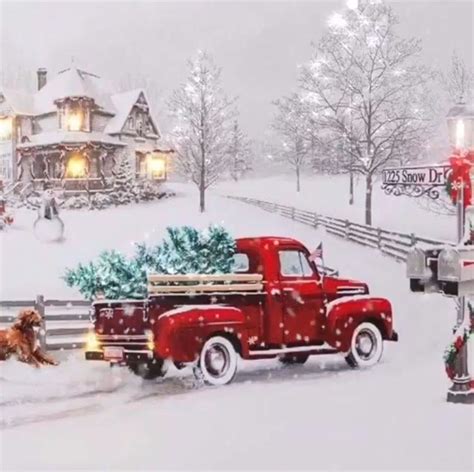 White Christmas ☃️🎄☃️ Christmas Red Truck Christmas Wallpaper