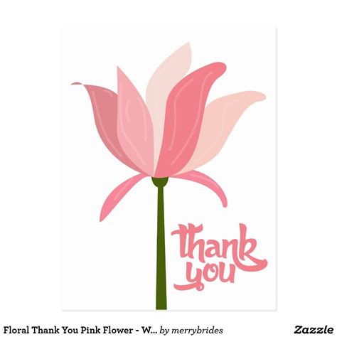 Floral Thank You Pink Flower Wedding Party Postcard Botanical