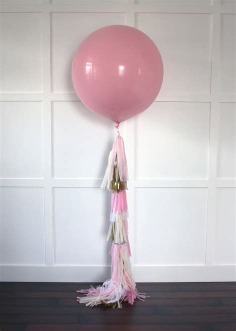 Frill Balloon Tassel Balloon With Pink Cream And Gold