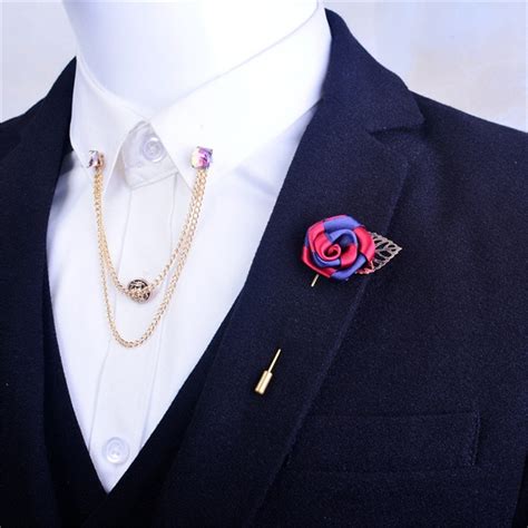 Mdiger Lapel Pin Brooch For Men Rose Flower Men Suit Brooches Long Decor Lapel Pin Wedding