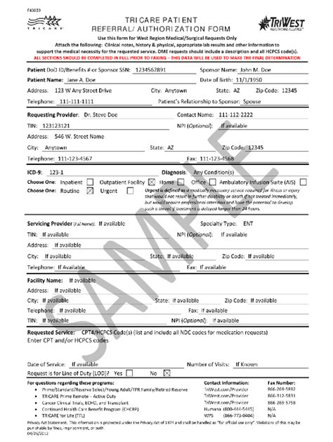 Tricare Patient Referral Authorization Form Pdf Fill Online