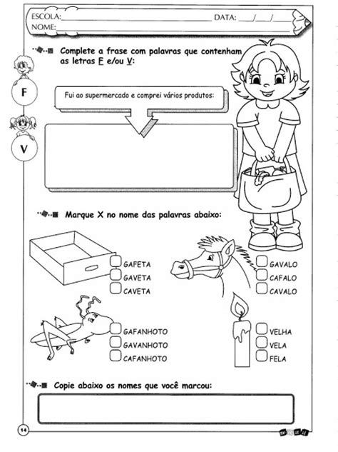 ATIVIDADES DE ORTOGRAFIA º ANO LETRAS F E V SÓ ESCOLA