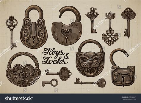 Vintage Keys And Locks Open And Closed Padlock Secret Or Mystery