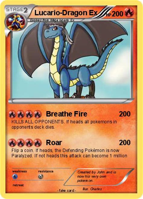 While you have less life than all of your opponents. Pokémon Lucario Dragon Ex - Breathe Fire - My Pokemon Card