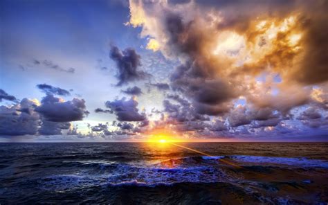 1125284 Sunlight Landscape Sunset Sea Reflection Sky Clouds