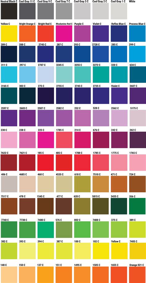 Pantone Color Chart With Names Tpx Color Numbers Riset