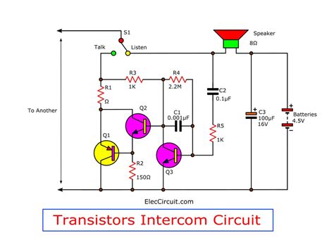 Simple Intercom Circuit Transistor