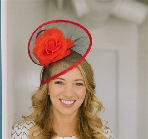 Red And Black Fascinator Tea Party Hat Church Hat Kentucky Etsy