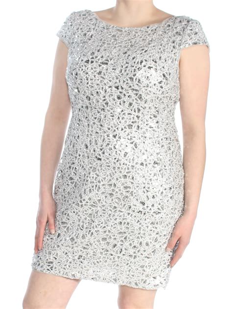Adrianna Papell - ADRIANNA PAPELL Womens Silver Sequined ...