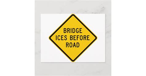 Bridge Ice Warning Highway Sign Postcard Zazzle