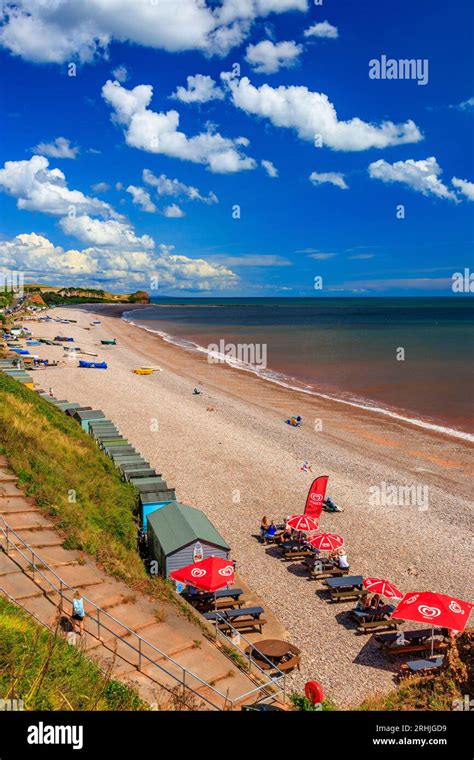Colourful Boats On The Beach At Budleigh Salterton Looking East Towards