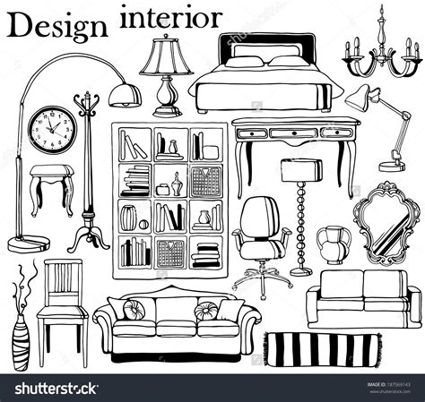 Hand Drawn Furniture Collection Interior Design Sketches Pictures To