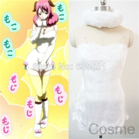 Cos Fairy Tail Aries Cosplay Costume White Plush Dress White Party