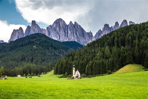 Church And Dolomites Peaks Val Di Funes Italy Stock Image Image Of