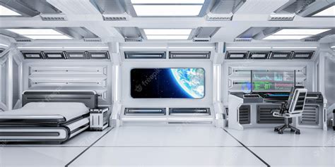 Premium Photo Futuristic Science Fiction Bedroom Interior With Planet