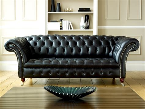 Black Leather Chesterfield Balston Living Room Sofas